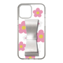 Slim Protection Case - STAND & RING RIBBON Silver［ Rune Naito - RUNE Flower - Pink ］