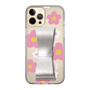 Slim Protection Case - STAND & RING RIBBON Silver［ Rune Naito - RUNE Flower - Pink ］
