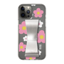 Slim Protection Case - STAND & RING RIBBON Silver［ Rune Naito - RUNE Flower - Pink ］