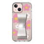 Slim Protection Case - STAND & RING RIBBON Silver［ Rune Naito - RUNE Flower - Pink ］