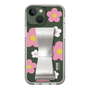 Slim Protection Case - STAND & RING RIBBON Silver［ Rune Naito - RUNE Flower - Pink ］