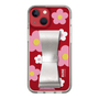 Slim Protection Case - STAND & RING RIBBON Silver［ Rune Naito - RUNE Flower - Pink ］