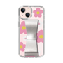 Slim Protection Case - STAND & RING RIBBON Silver［ Rune Naito - RUNE Flower - Pink ］