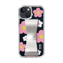 Slim Protection Case - STAND & RING RIBBON Silver［ Rune Naito - RUNE Flower - Pink ］