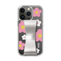 Slim Protection Case - STAND & RING RIBBON Silver［ Rune Naito - RUNE Flower - Pink ］