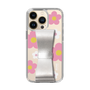 Slim Protection Case - STAND & RING RIBBON Silver［ Rune Naito - RUNE Flower - Pink ］