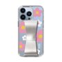 Slim Protection Case - STAND & RING RIBBON Silver［ Rune Naito - RUNE Flower - Pink ］