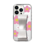 Slim Protection Case - STAND & RING RIBBON Silver［ Rune Naito - RUNE Flower - Pink ］