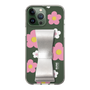 Slim Protection Case - STAND & RING RIBBON Silver［ Rune Naito - RUNE Flower - Pink ］