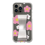 Slim Protection Case - STAND & RING RIBBON Silver［ Rune Naito - RUNE Flower - Pink ］
