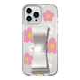 Slim Protection Case - STAND & RING RIBBON Silver［ Rune Naito - RUNE Flower - Pink ］