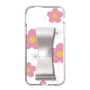 Slim Protection Case - STAND & RING RIBBON Silver［ Rune Naito - RUNE Flower - Pink ］