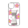 Slim Protection Case - STAND & RING RIBBON Silver［ Rune Naito - RUNE Flower - Pink ］