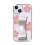 Slim Protection Case - STAND & RING RIBBON Silver［ Rune Naito - RUNE Flower - Pink ］