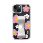 Slim Protection Case - STAND & RING RIBBON Silver［ Rune Naito - RUNE Flower - Pink ］