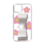 Slim Protection Case - STAND & RING RIBBON Silver［ Rune Naito - RUNE Flower - Pink ］