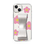 Slim Protection Case - STAND & RING RIBBON Silver［ Rune Naito - RUNE Flower - Pink ］