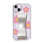 Slim Protection Case - STAND & RING RIBBON Silver［ Rune Naito - RUNE Flower - Pink ］