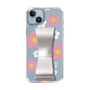 Slim Protection Case - STAND & RING RIBBON Silver［ Rune Naito - RUNE Flower - Pink ］