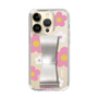 Slim Protection Case - STAND & RING RIBBON Silver［ Rune Naito - RUNE Flower - Pink ］