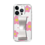 Slim Protection Case - STAND & RING RIBBON Silver［ Rune Naito - RUNE Flower - Pink ］