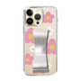 Slim Protection Case - STAND & RING RIBBON Silver［ Rune Naito - RUNE Flower - Pink ］