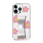 Slim Protection Case - STAND & RING RIBBON Silver［ Rune Naito - RUNE Flower - Pink ］
