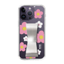 Slim Protection Case - STAND & RING RIBBON Silver［ Rune Naito - RUNE Flower - Pink ］