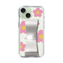 Slim Protection Case - STAND & RING RIBBON Silver［ Rune Naito - RUNE Flower - Pink ］