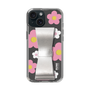 Slim Protection Case - STAND & RING RIBBON Silver［ Rune Naito - RUNE Flower - Pink ］