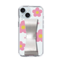 Slim Protection Case - STAND & RING RIBBON Silver［ Rune Naito - RUNE Flower - Pink ］