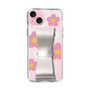 Slim Protection Case - STAND & RING RIBBON Silver［ Rune Naito - RUNE Flower - Pink ］