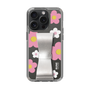 Slim Protection Case - STAND & RING RIBBON Silver［ Rune Naito - RUNE Flower - Pink ］