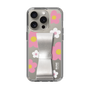 Slim Protection Case - STAND & RING RIBBON Silver［ Rune Naito - RUNE Flower - Pink ］