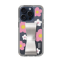 Slim Protection Case - STAND & RING RIBBON Silver［ Rune Naito - RUNE Flower - Pink ］