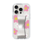 Slim Protection Case - STAND & RING RIBBON Silver［ Rune Naito - RUNE Flower - Pink ］