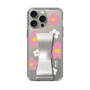 Slim Protection Case - STAND & RING RIBBON Silver［ Rune Naito - RUNE Flower - Pink ］