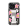 Slim Protection Case - STAND & RING RIBBON Silver［ Rune Naito - RUNE Flower - Pink ］