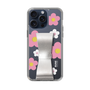 Slim Protection Case - STAND & RING RIBBON Silver［ Rune Naito - RUNE Flower - Pink ］