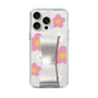 Slim Protection Case - STAND & RING RIBBON Silver［ Rune Naito - RUNE Flower - Pink ］