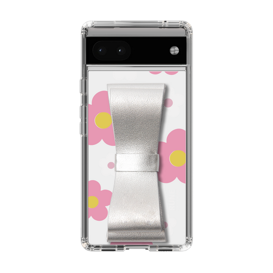 Slim Protection Case - STAND & RING RIBBON Silver［ Rune Naito - RUNE Flower - Pink ］
