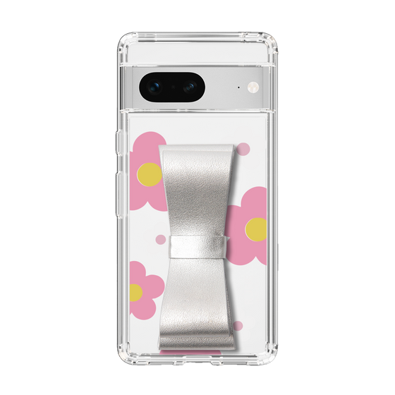 Slim Protection Case - STAND & RING RIBBON Silver［ Rune Naito - RUNE Flower - Pink ］