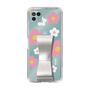Slim Protection Case - STAND & RING RIBBON Silver［ Rune Naito - RUNE Flower - Pink ］