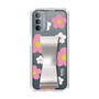 Slim Protection Case - STAND & RING RIBBON Silver［ Rune Naito - RUNE Flower - Pink ］
