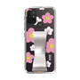 Slim Protection Case - STAND & RING RIBBON Silver［ Rune Naito - RUNE Flower - Pink ］
