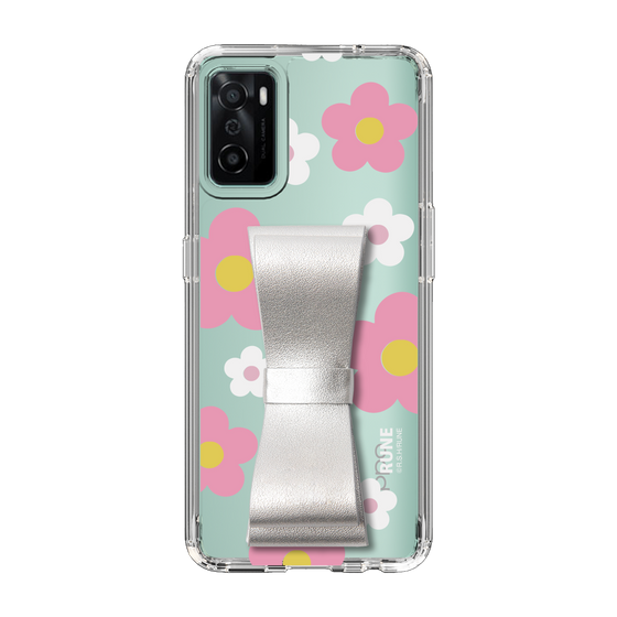 Slim Protection Case - STAND & RING RIBBON Silver［ Rune Naito - RUNE Flower - Pink ］