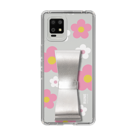 Slim Protection Case - STAND & RING RIBBON Silver［ Rune Naito - RUNE Flower - Pink ］