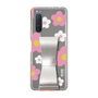 Slim Protection Case - STAND & RING RIBBON Silver［ Rune Naito - RUNE Flower - Pink ］