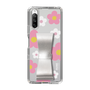 Slim Protection Case - STAND & RING RIBBON Silver［ Rune Naito - RUNE Flower - Pink ］