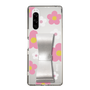Slim Protection Case - STAND & RING RIBBON Silver［ Rune Naito - RUNE Flower - Pink ］